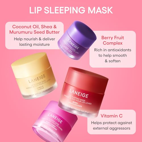LANEIGE Lip Sleeping Mask: Nourish, Hydrate, Vitamin C, Murumuru & Shea Butter, Antioxidants, Flaky, Dry Lips