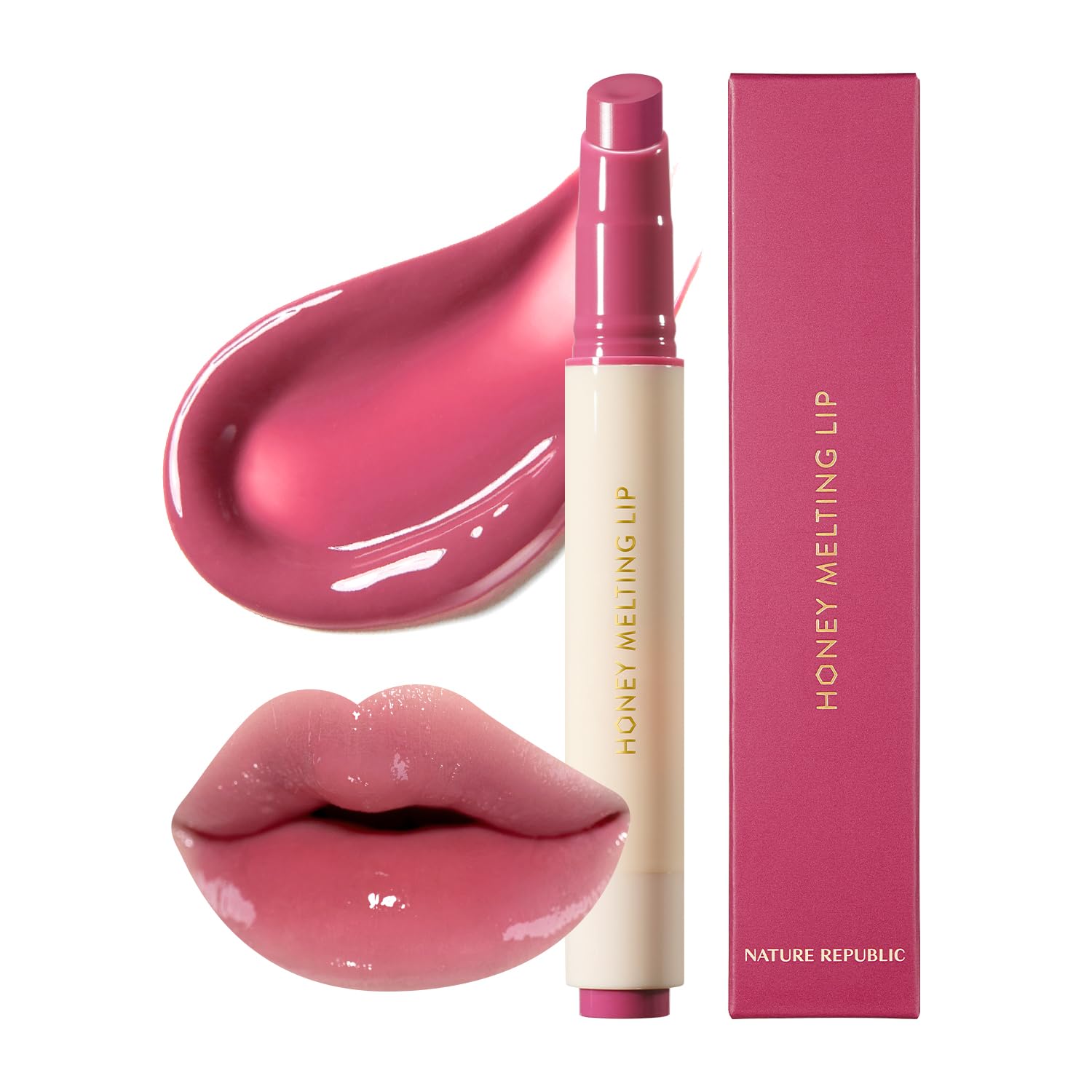 Nature Republic HONEY MELTING LIP PLUMPING (11 PINK) SOFT LIP STICK Tint & Plump Hydrating Gloss, Moisturizing balms, Volumizing formula & Sheer tint, Glowy Finish, korean make up