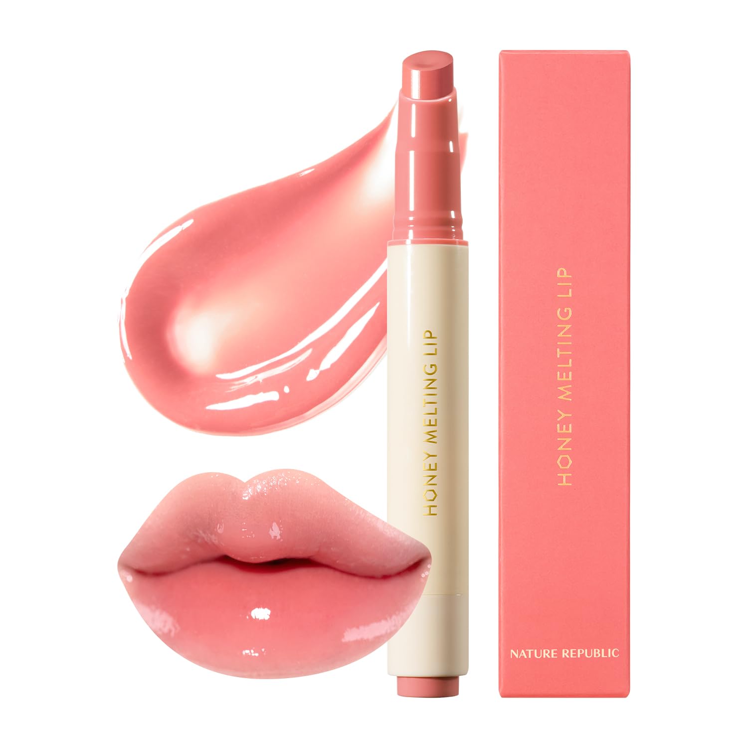 Nature Republic HONEY MELTING LIP PLUMPING (11 PINK) SOFT LIP STICK Tint & Plump Hydrating Gloss, Moisturizing balms, Volumizing formula & Sheer tint, Glowy Finish, korean make up