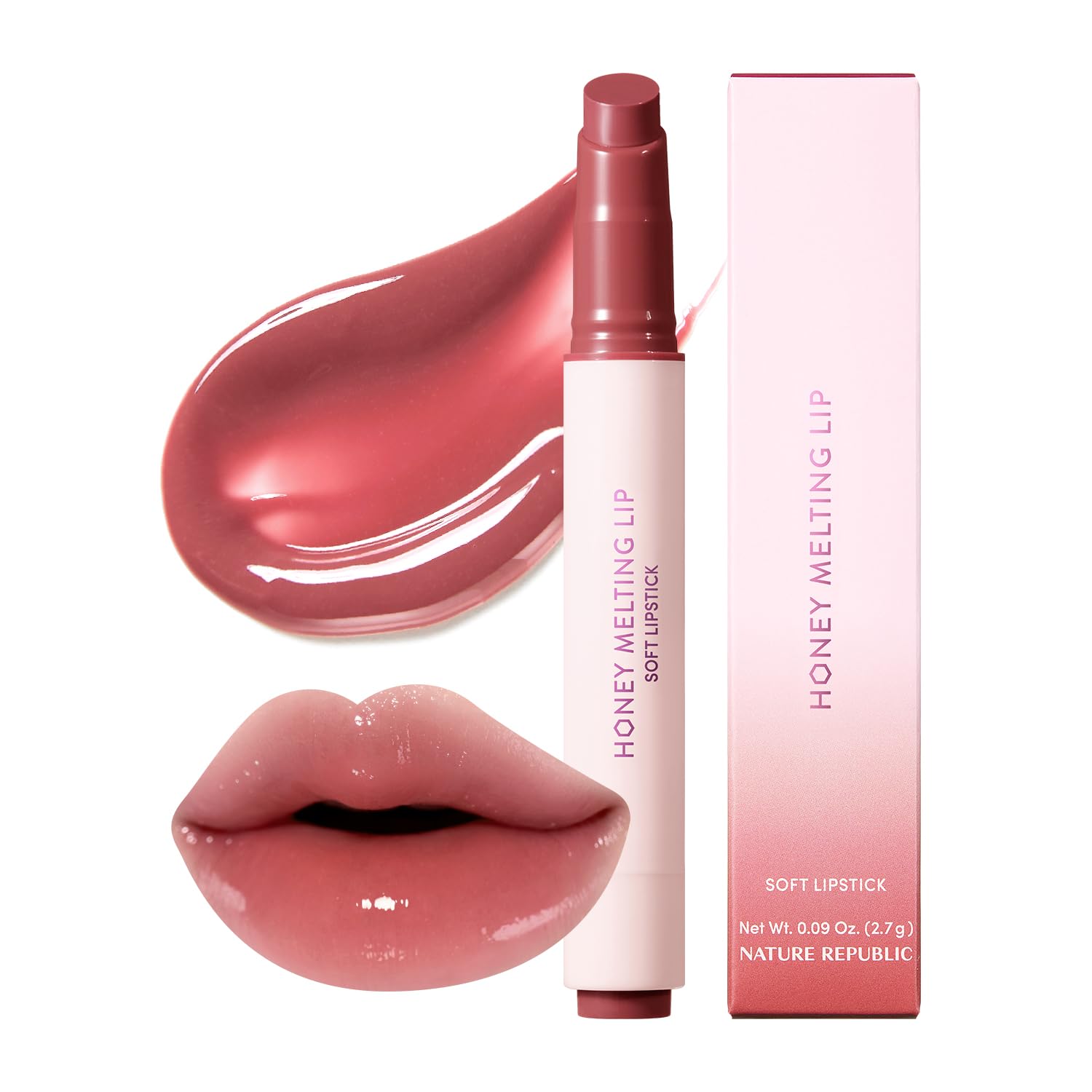 Nature Republic HONEY MELTING LIP PLUMPING (11 PINK) SOFT LIP STICK Tint & Plump Hydrating Gloss, Moisturizing balms, Volumizing formula & Sheer tint, Glowy Finish, korean make up