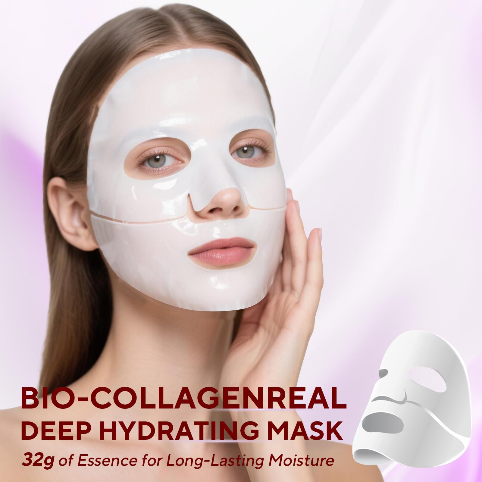 Bio-Collagen Real Deep Mask, 4 Pack Overnight Hydrating Face Mask for All Skin Types,Original Hydrating Collagen Face Mask