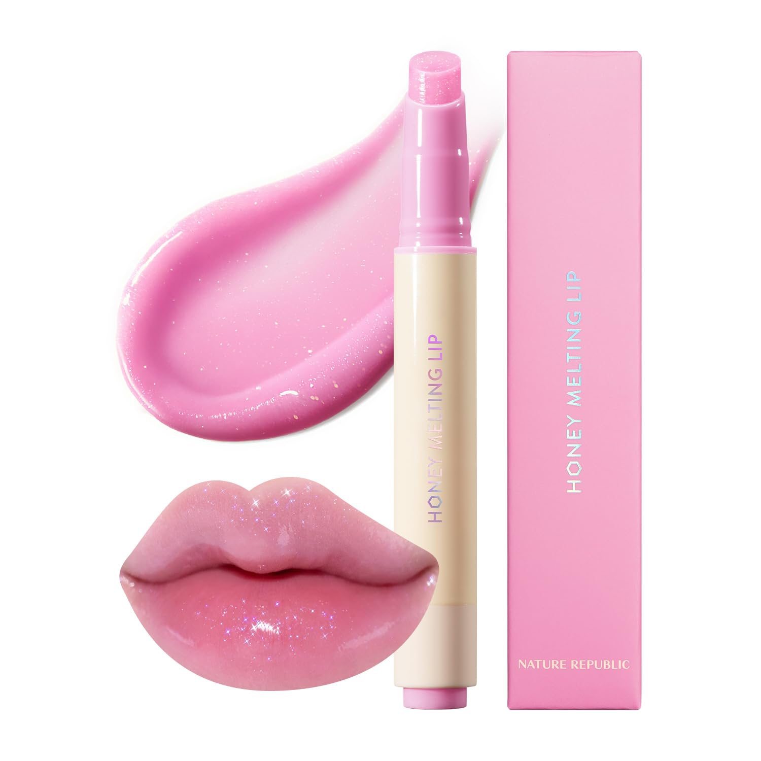 Nature Republic HONEY MELTING LIP PLUMPING (11 PINK) SOFT LIP STICK Tint & Plump Hydrating Gloss, Moisturizing balms, Volumizing formula & Sheer tint, Glowy Finish, korean make up