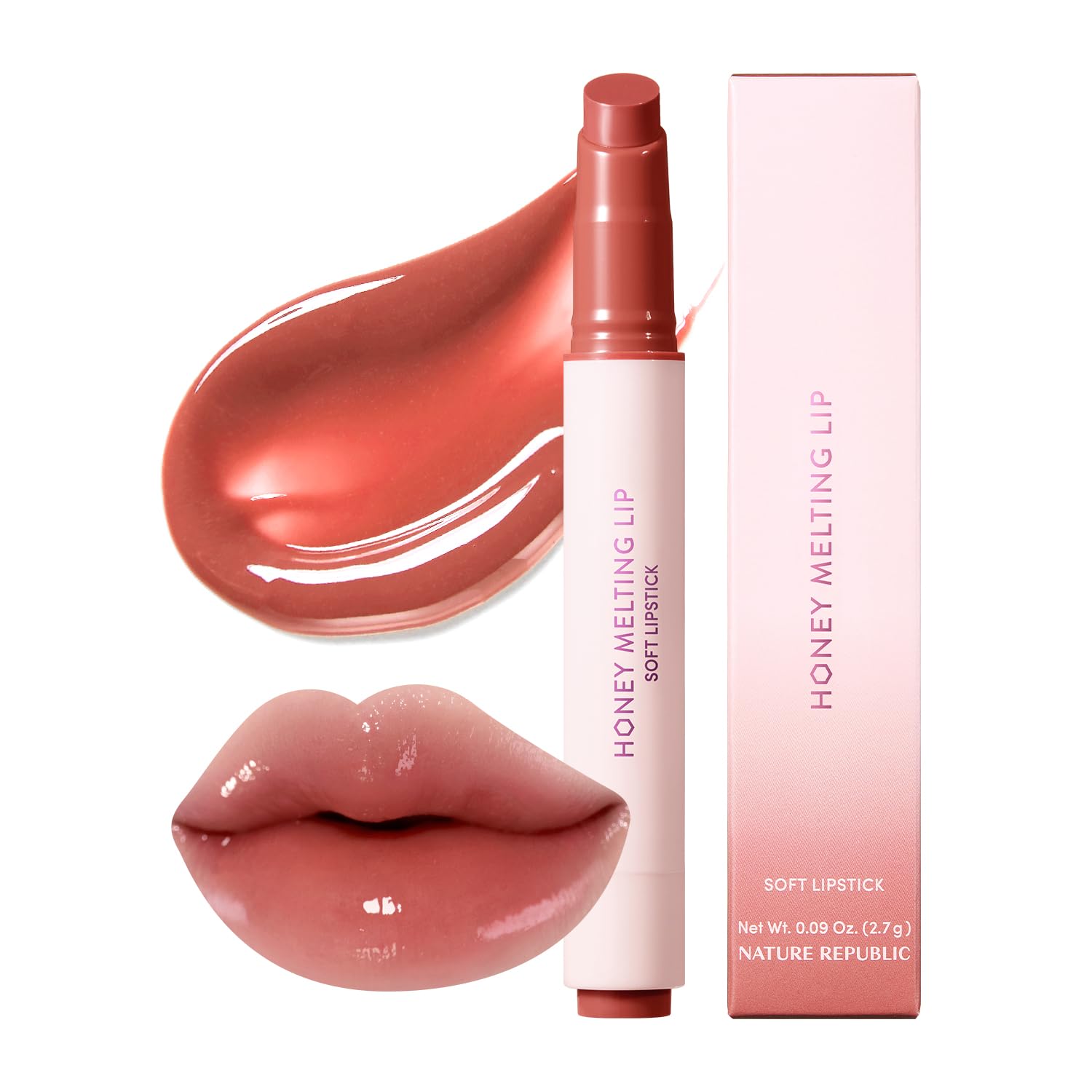 Nature Republic HONEY MELTING LIP PLUMPING (11 PINK) SOFT LIP STICK Tint & Plump Hydrating Gloss, Moisturizing balms, Volumizing formula & Sheer tint, Glowy Finish, korean make up