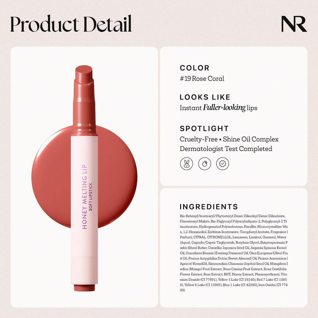 Nature Republic HONEY MELTING LIP PLUMPING (11 PINK) SOFT LIP STICK Tint & Plump Hydrating Gloss, Moisturizing balms, Volumizing formula & Sheer tint, Glowy Finish, korean make up