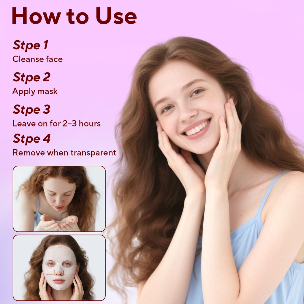 Bio-Collagen Real Deep Mask, 4 Pack Overnight Hydrating Face Mask for All Skin Types,Original Hydrating Collagen Face Mask