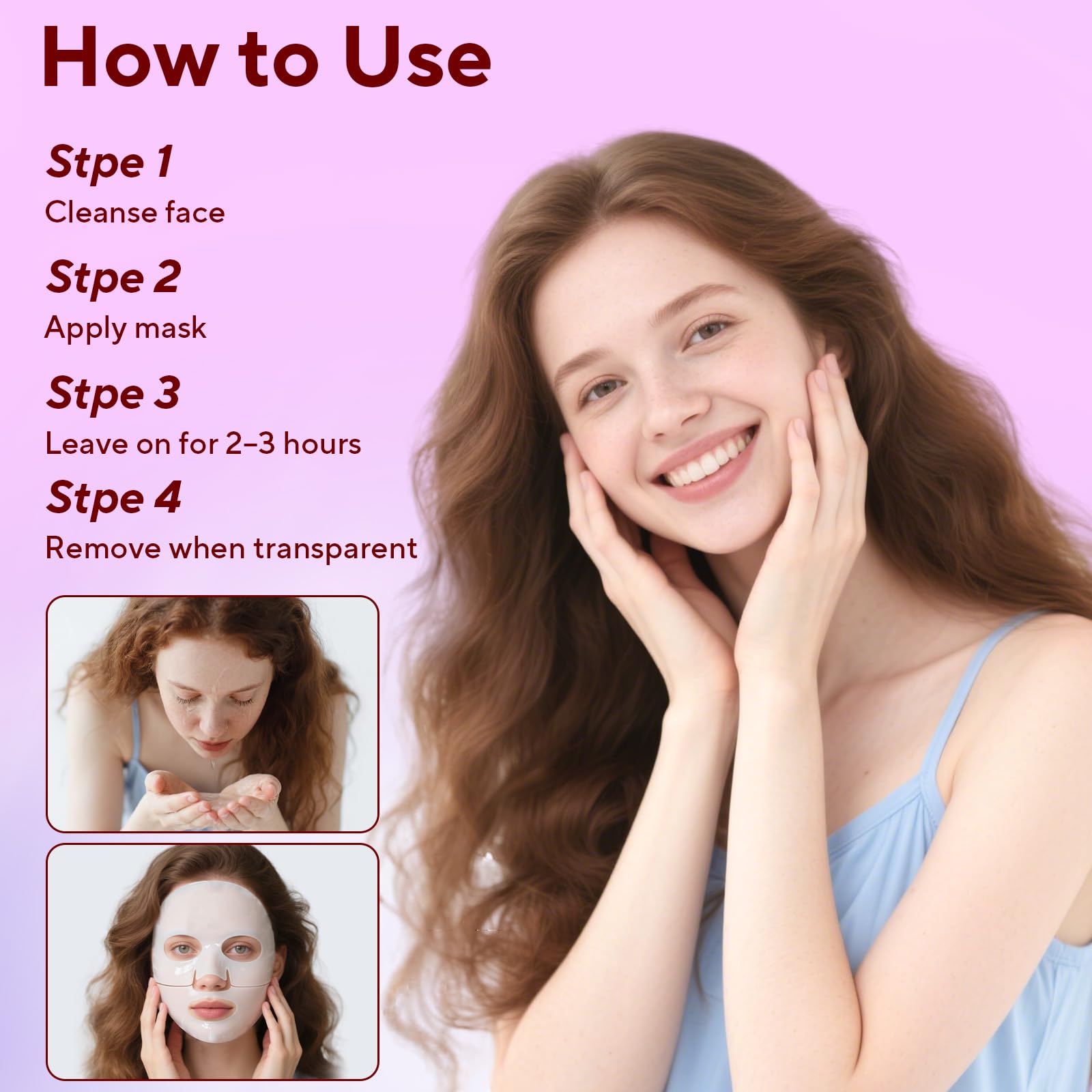 Bio-Collagen Real Deep Mask, 4 Pack Overnight Hydrating Face Mask for All Skin Types,Original Hydrating Collagen Face Mask