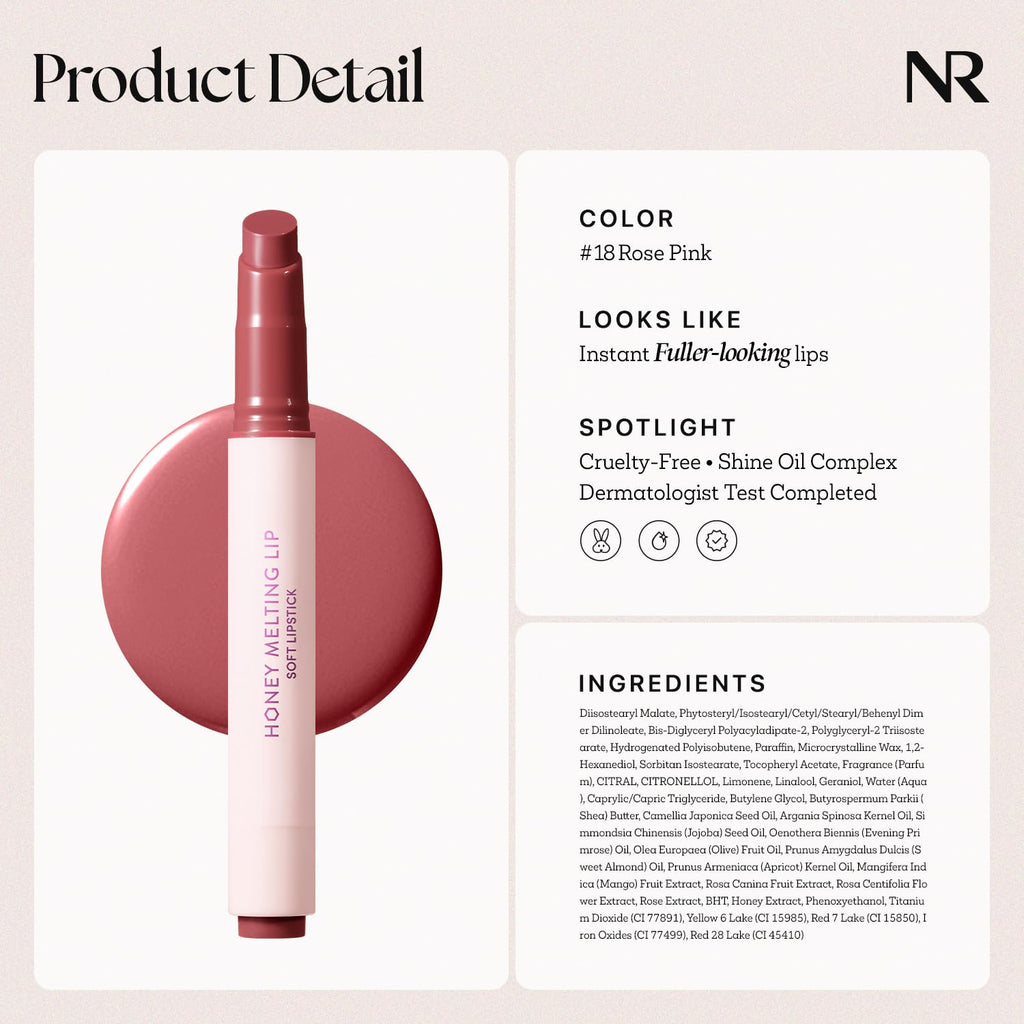 Nature Republic HONEY MELTING LIP PLUMPING (11 PINK) SOFT LIP STICK Tint & Plump Hydrating Gloss, Moisturizing balms, Volumizing formula & Sheer tint, Glowy Finish, korean make up